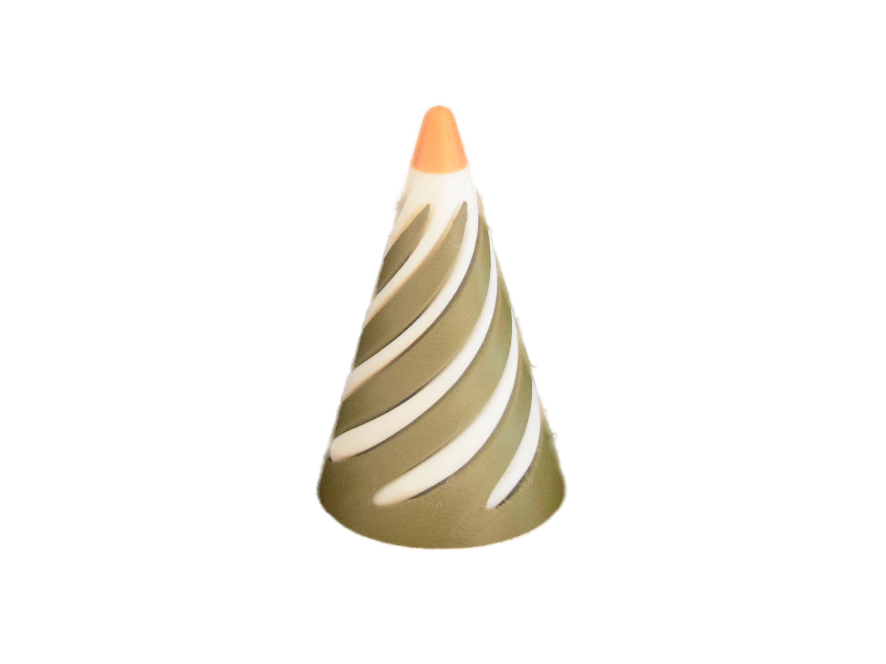 Fidget Cone with Dark Green, White, and Gold on the Top