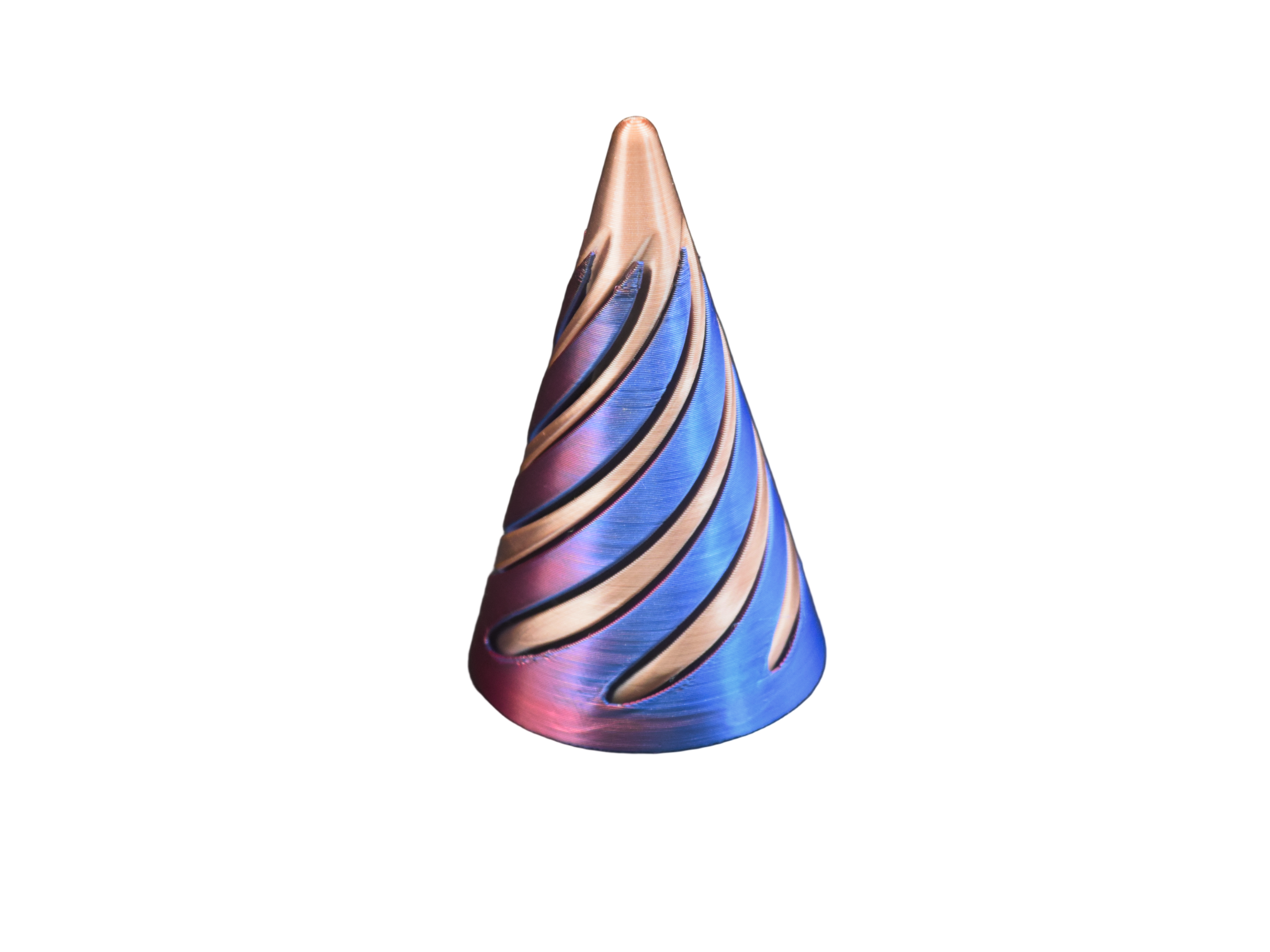 Spiral Fidget Cone (Red & Blue Silk / Rose Gold)