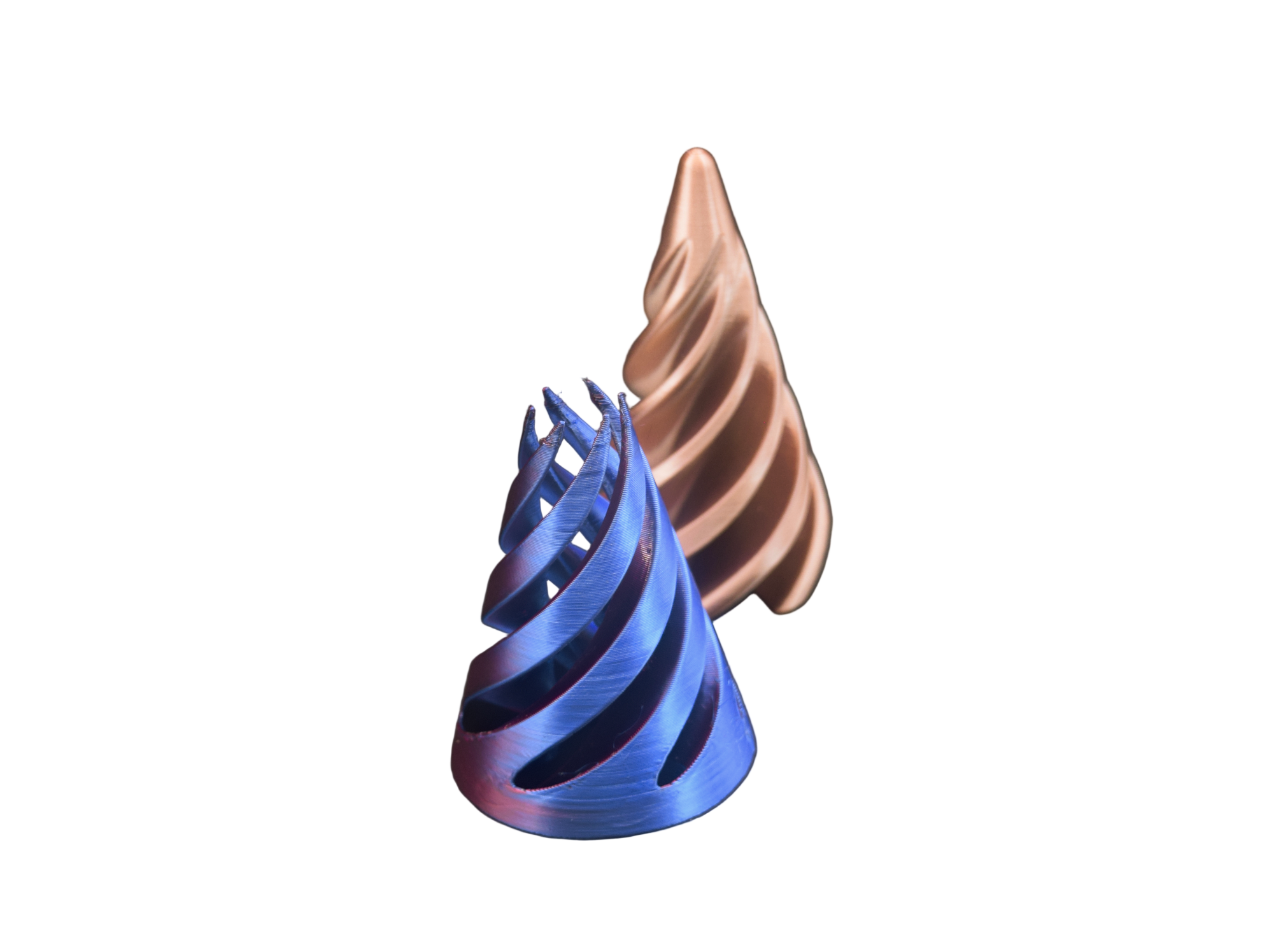 Spiral Fidget Cone (Red & Blue Silk / Rose Gold)