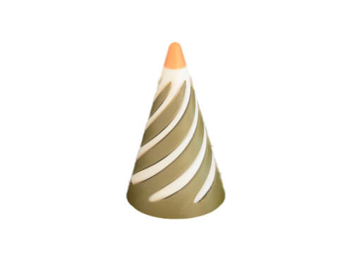 Fidget Cone with Dark Green, White, and Gold on the Top