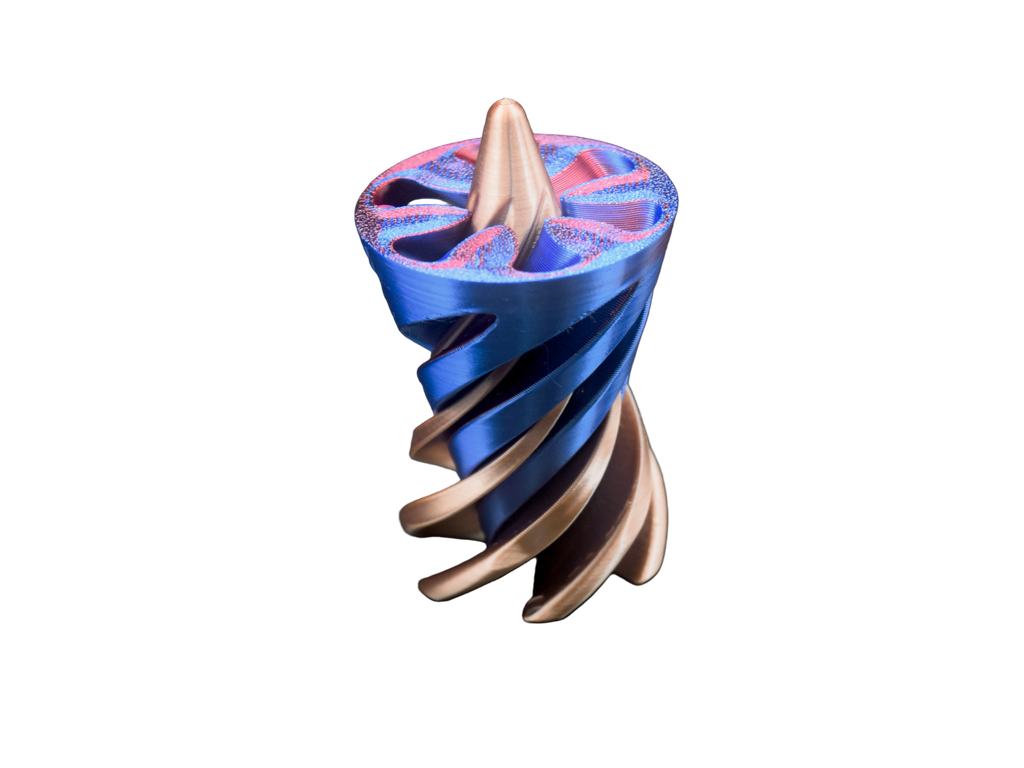 Spiral Fidget Cone (Red & Blue Silk / Rose Gold)