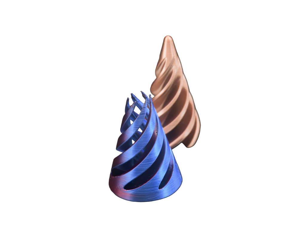 Spiral Fidget Cone (Red & Blue Silk / Rose Gold)